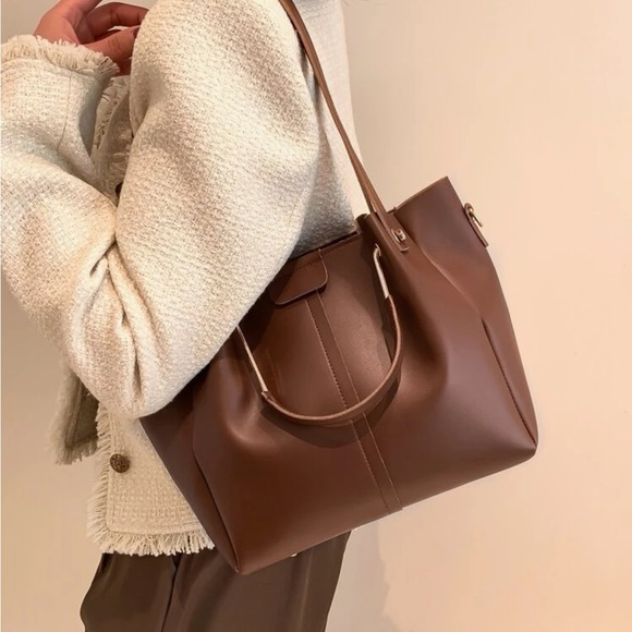 Brown Minimalist Double Handle Square Bag - Picture 8 of 10